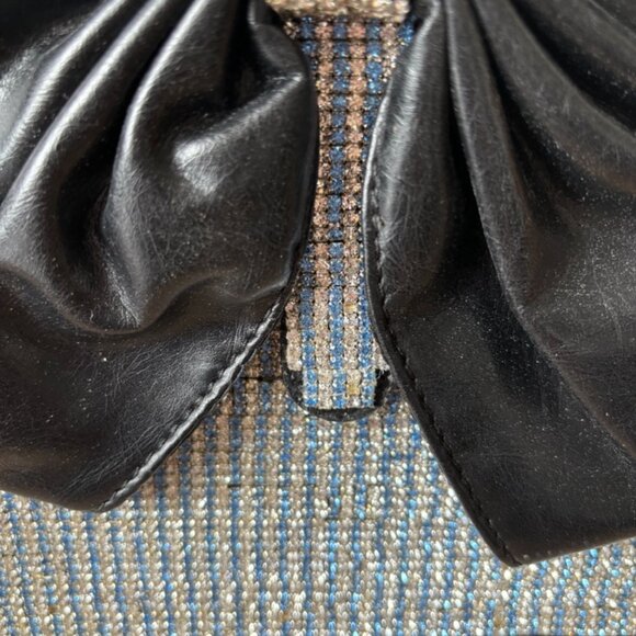 Adorable Evening Purse with Blue and White Glass Rhinestones and Big Bow - Picture 6 of 8